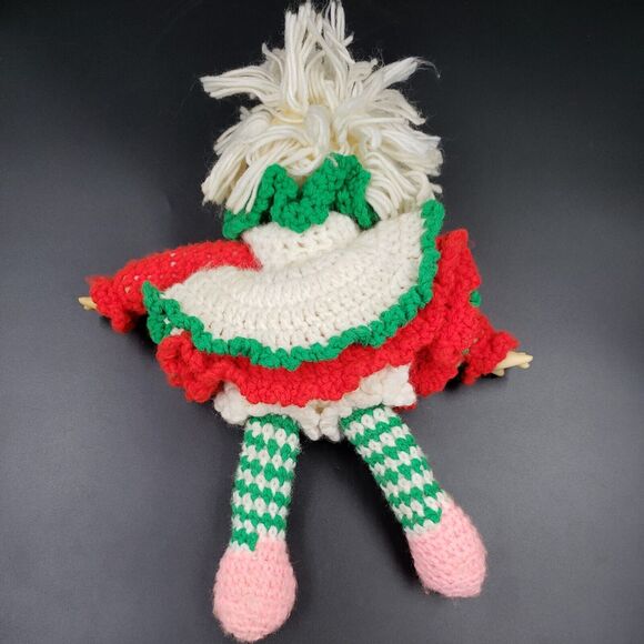 Crochet Doll 70s Retro Handmade Girl Christmas Gift Vtg Cottage Bedroom Decor - Picture 12 of 16
